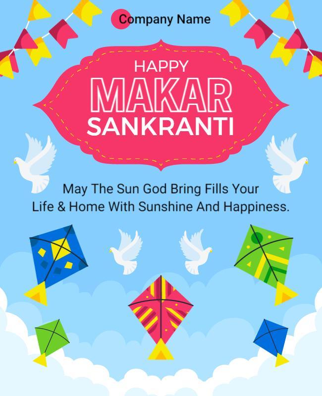 Festive Colorful Makar Sankranti Kite Celebration Flyer Template