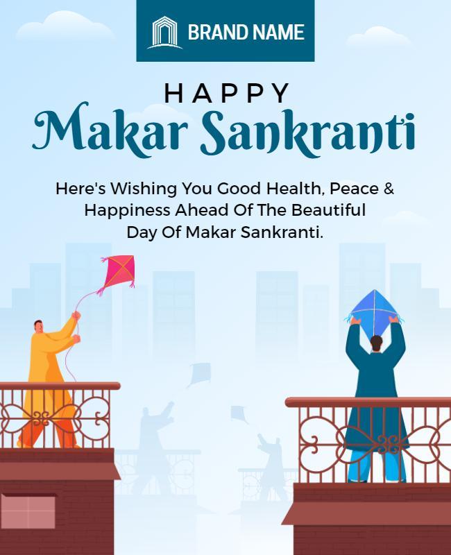 Festive Colorful Makar Sankranti Kite Flying Celebration Flyer Template