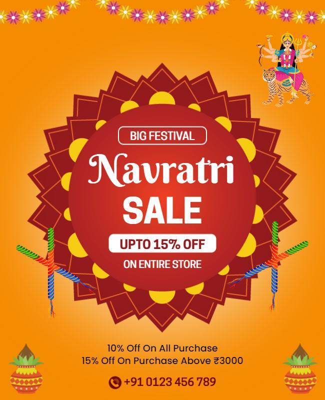 Festive Colorful Navratri Sale Discount Poster Template