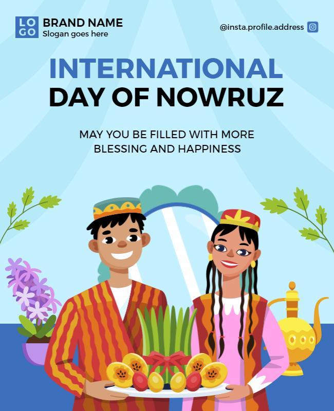 Festive Colorful Nowruz Celebration with Traditional Elements Poster Template