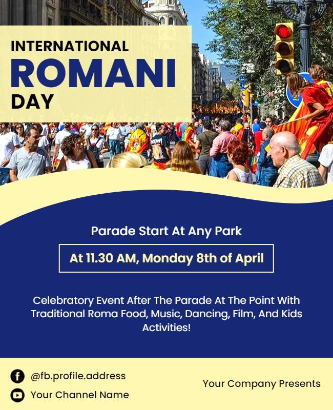Festive Colorful Parade for International Romani Day Poster Template