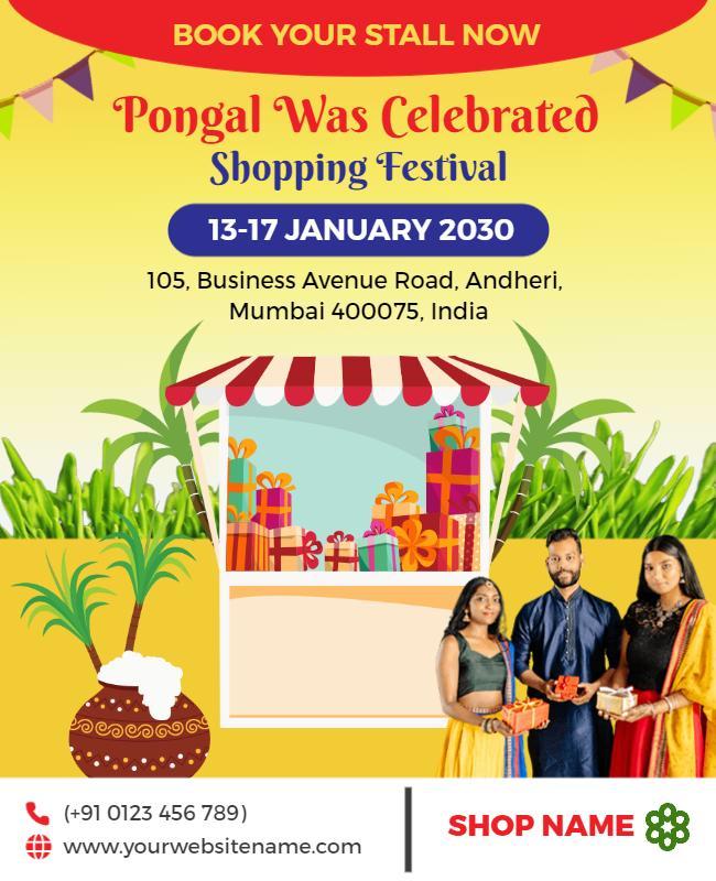 Festive Colorful Pongal Shopping Festival Celebration Poster Template