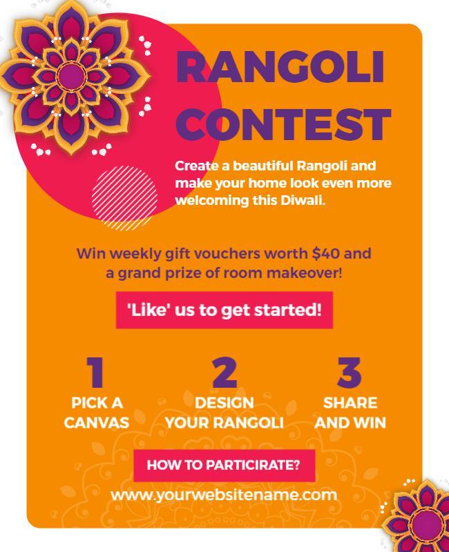 Festive Colorful Rangoli Contest Invitation Poster Template