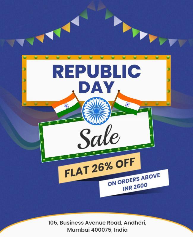 Festive Colorful Republic Day Sale Promotion Poster Template