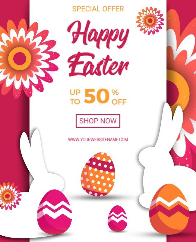 Festive Colorful Spring Easter Sale Flyer Template