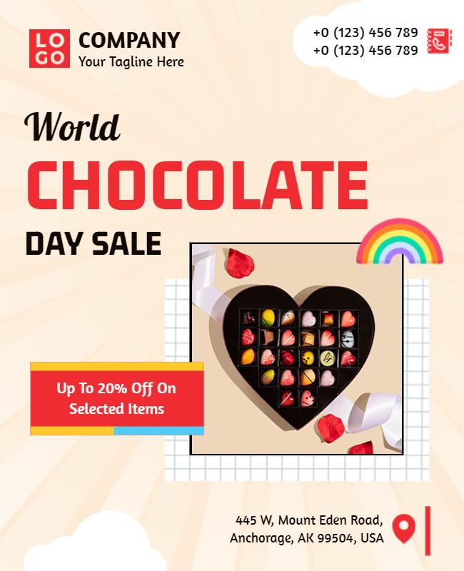 Festive Colorful World Chocolate Day Sale Poster Template