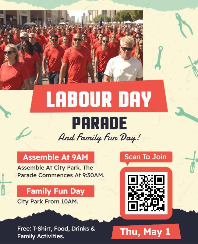 Festive Community Labour Day Parade and Family Fun Day Poster Template