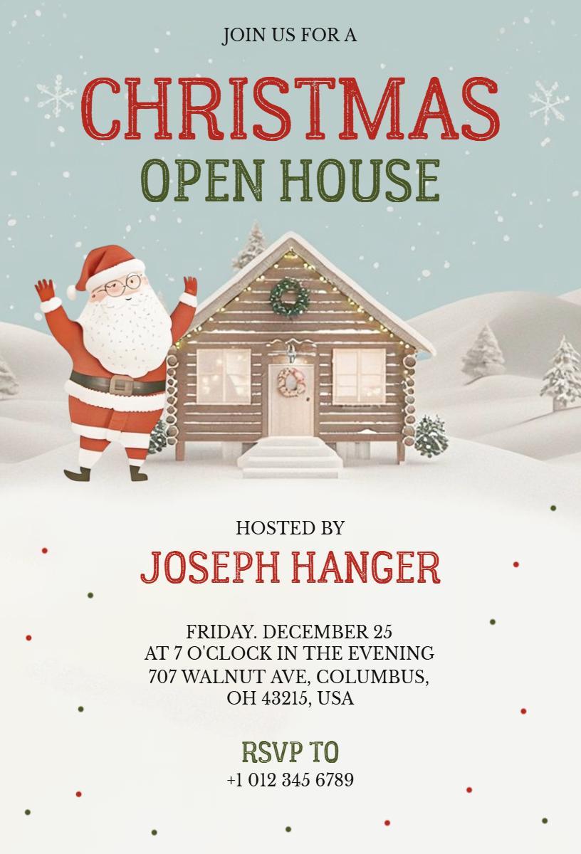 Festive Cozy Christmas Open House Invitation Template