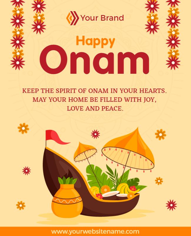 Festive Cultural Celebration for Onam Festival Poster Template