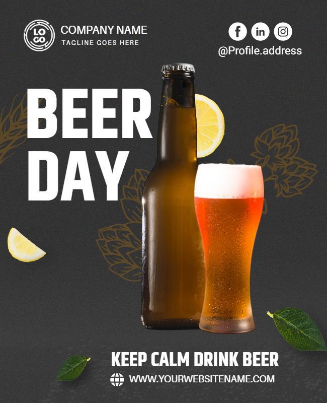 Festive Dark Beer Day Celebration Poster Template
