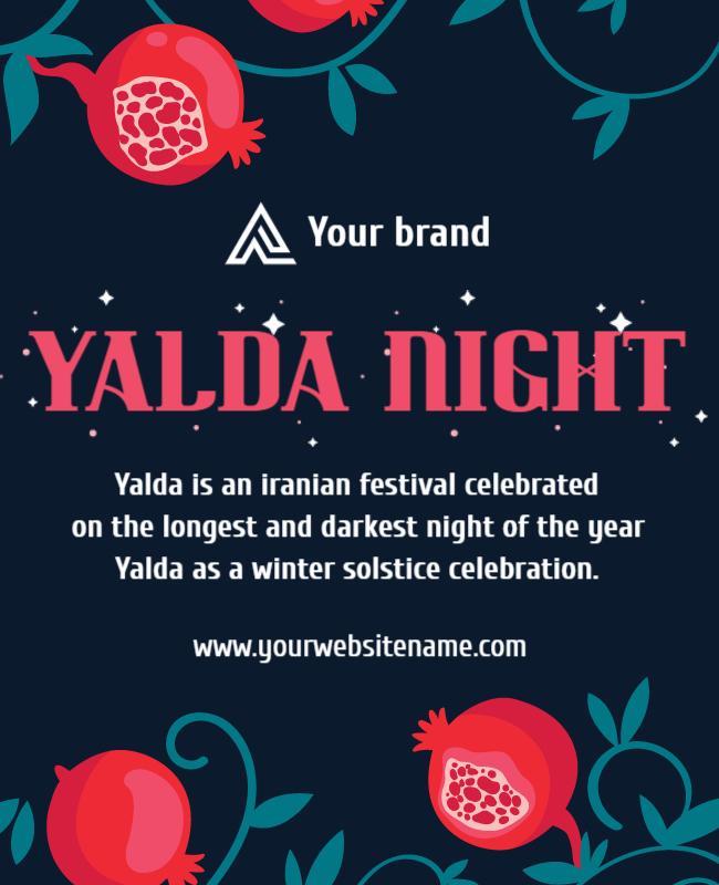 Festive Dark Blue Yalda Night Celebration Poster Template