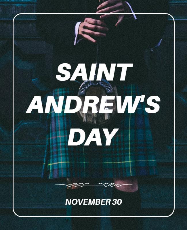 Festive Dark Tartan Design for Saint Andrew's Day Poster Template