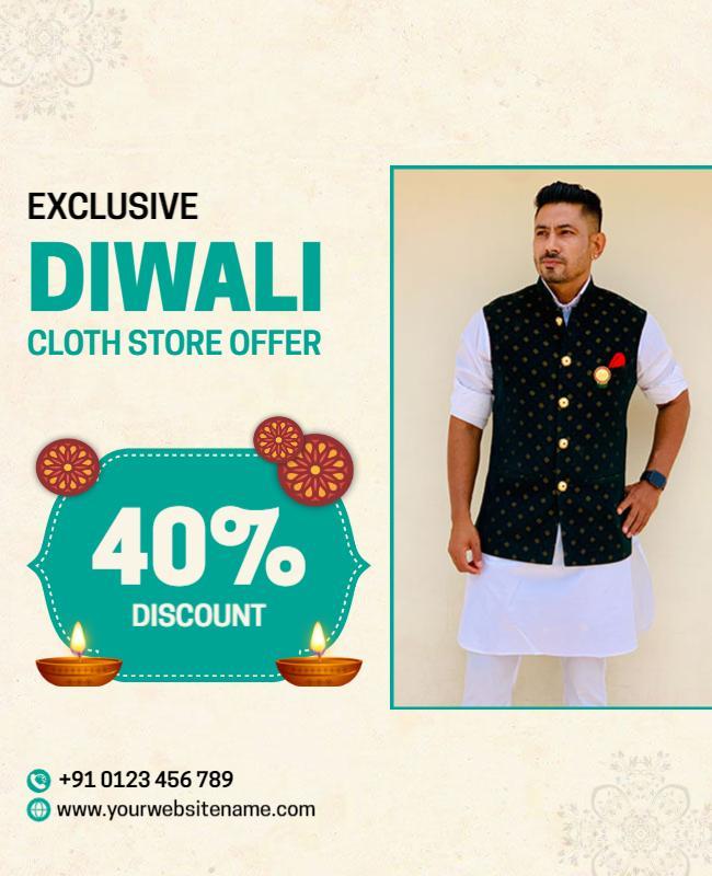 Festive Diwali Cloth Store Discount Offer Poster Template
