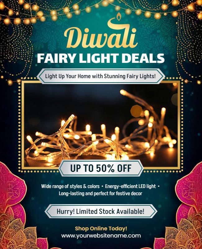 Festive Diwali Fairy Light Deals Promotional Poster Template