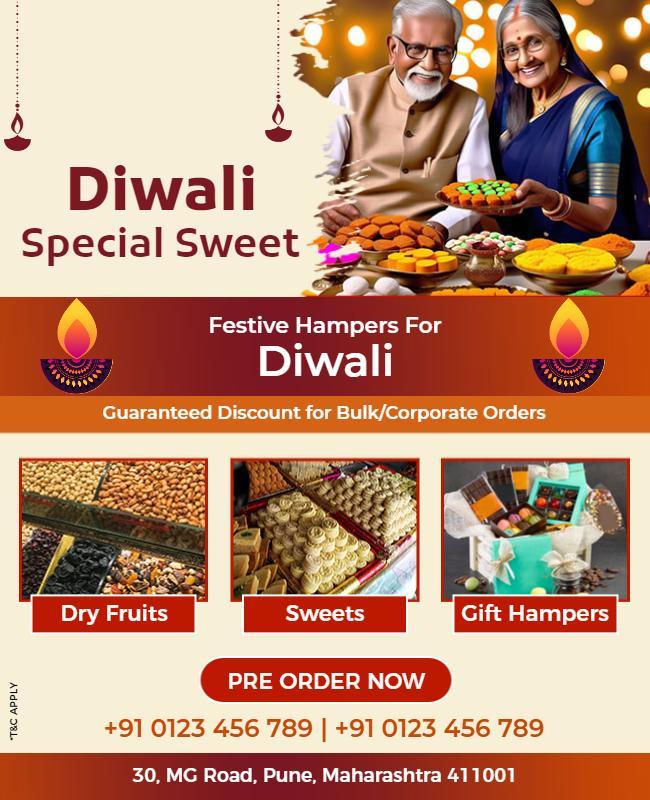 Festive Diwali Sweet Treats and Gift Hampers Poster Template