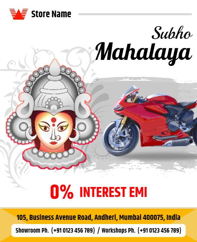 Festive Durga Arts Themed Motorcycle Promotion Poster Template