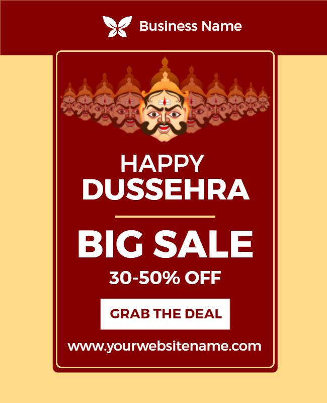 Festive Dussehra Discount Sale Celebration Poster Template