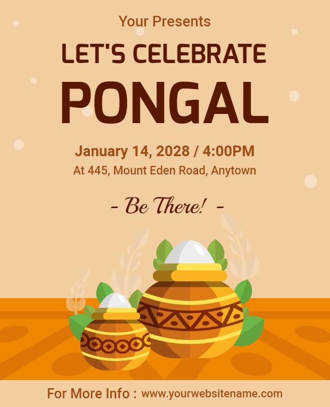 Festive Earthy Pongal Celebration Pot Design Flyer Template