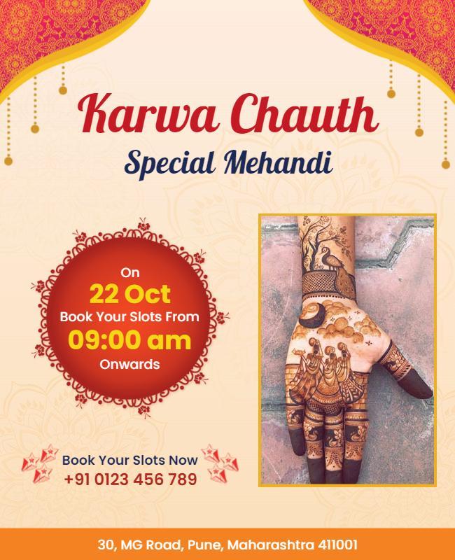 Festive Elegant Karwa Chauth Special Mehndi Poster Template