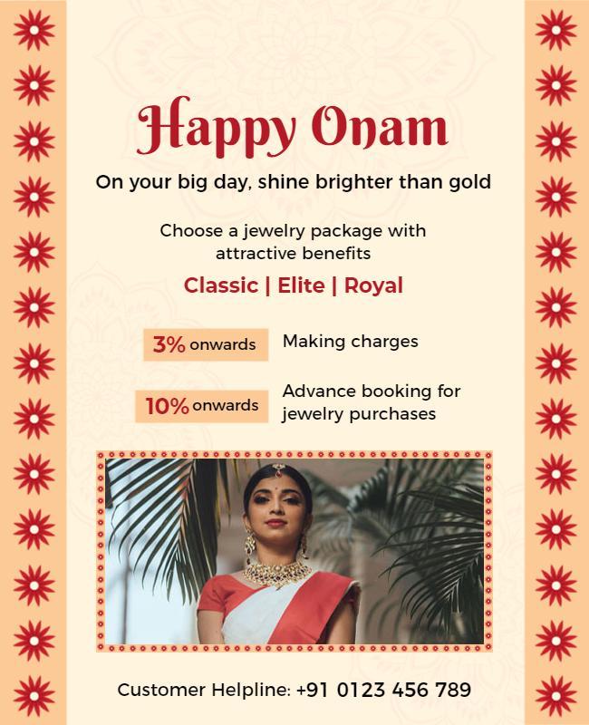 Festive Elegant Onam Jewelry Offer Poster Template