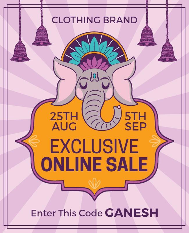 Festive Elephant Design for Exclusive Online Sale Poster Template