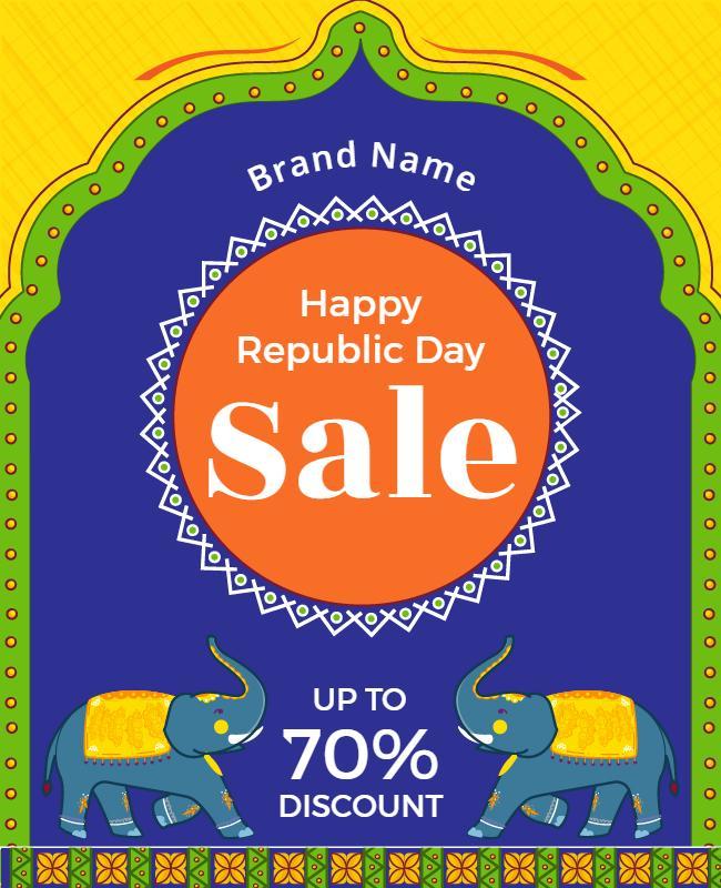 Festive Elephant Design for Republic Day Sale Poster Template