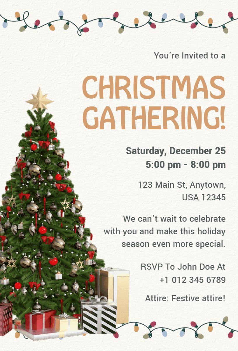 Festive Family Christmas Gathering Celebration Invitation Template