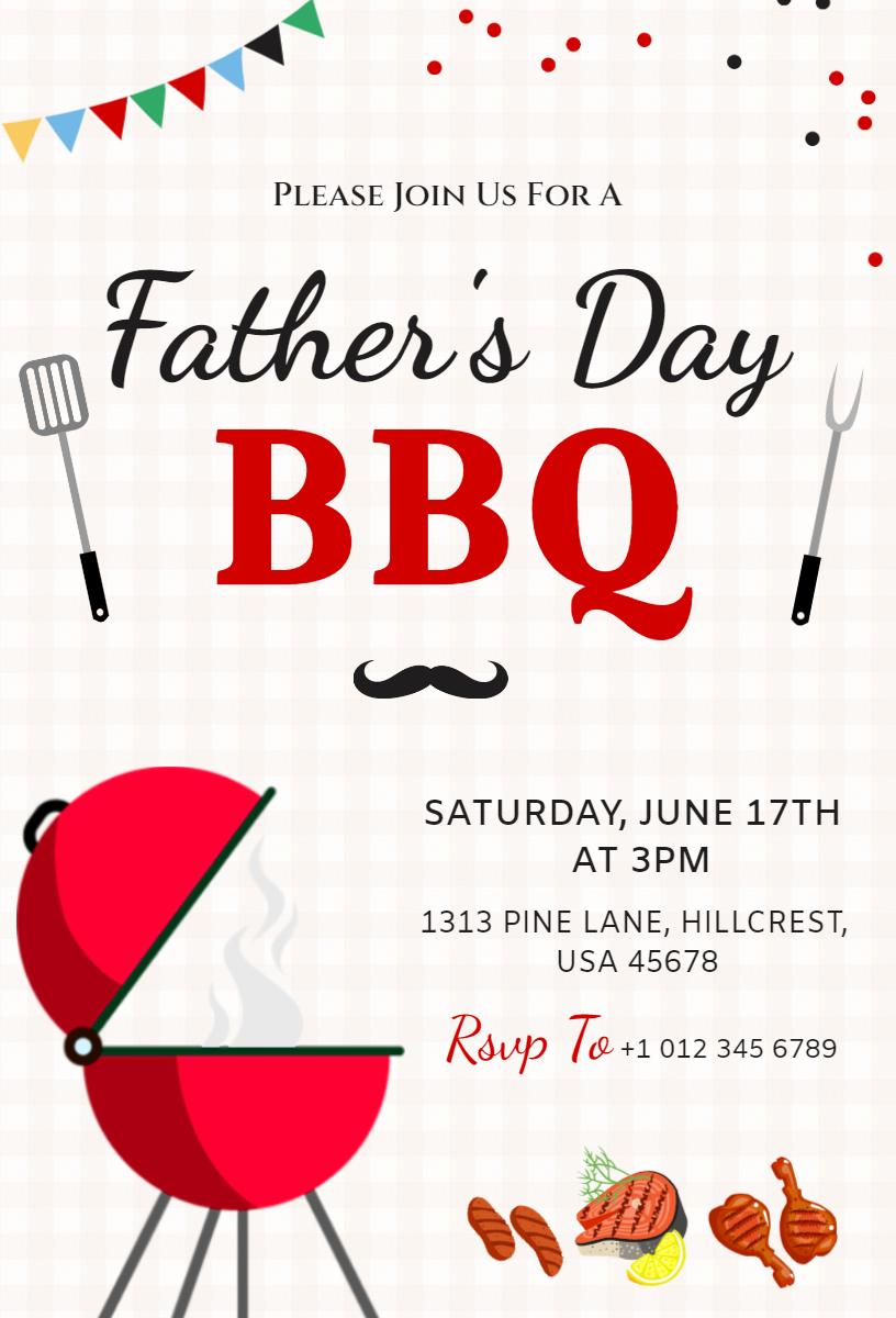 Festive Father's Day Barbecue Celebration Invitation Template