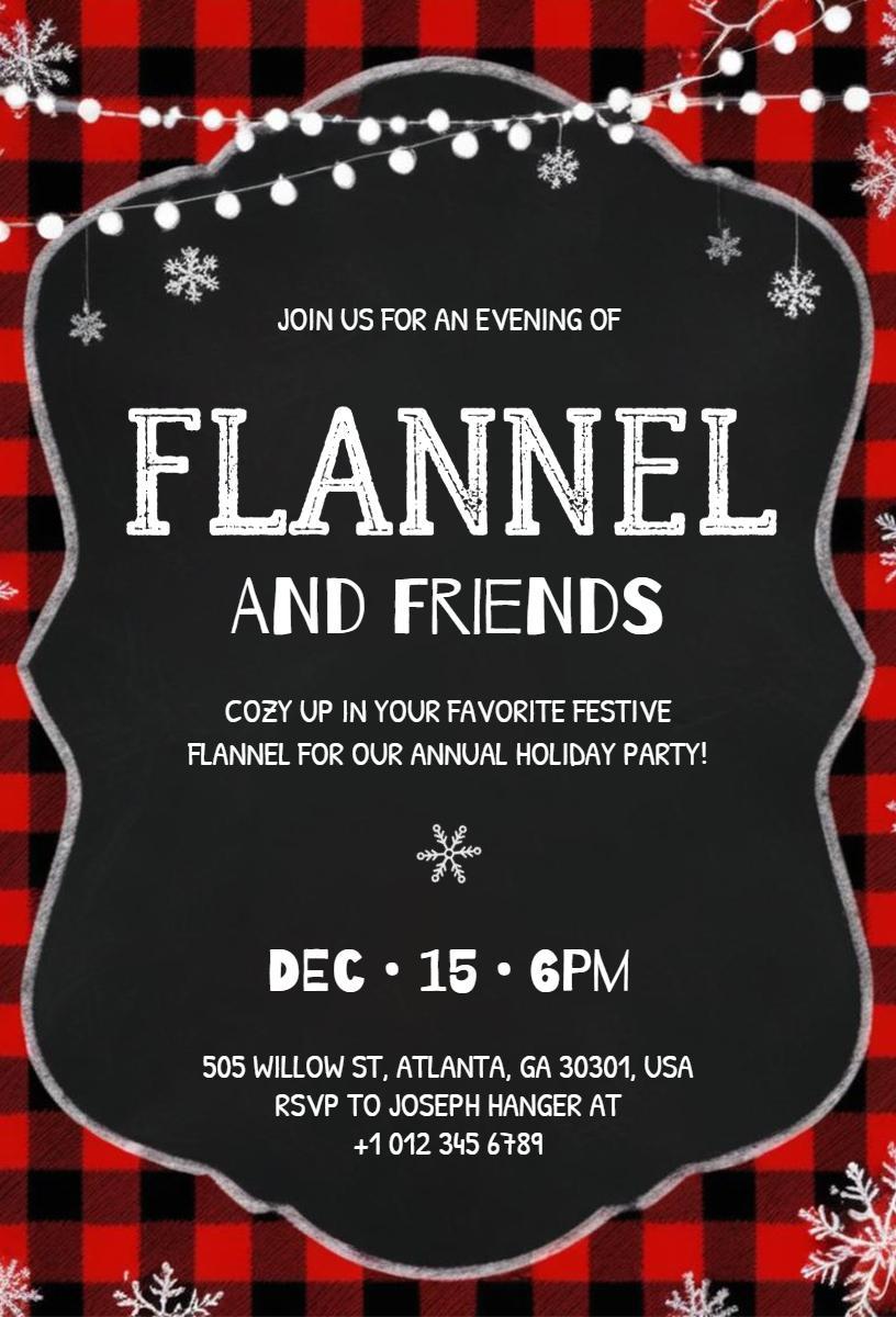 Festive Flannel Holiday Gathering Celebration Invitation Template