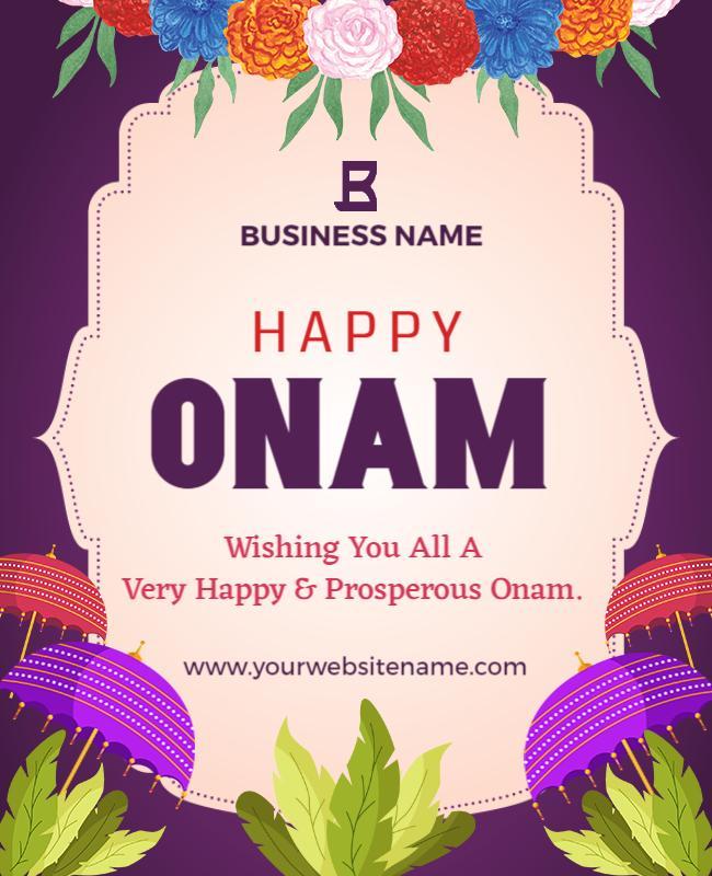 Festive Floral Celebration for Happy Onam Poster Template