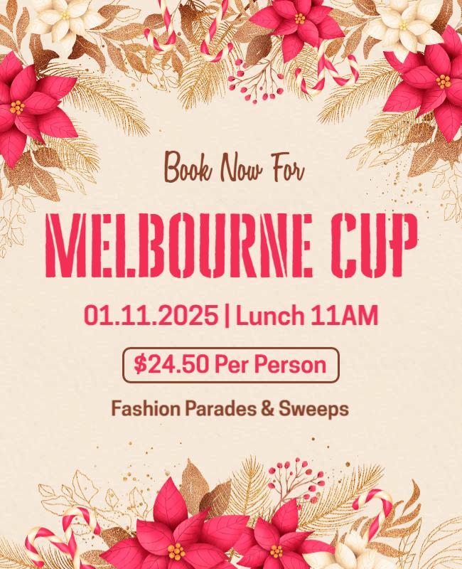 Festive Floral Design for Melbourne Cup Event Poster Template