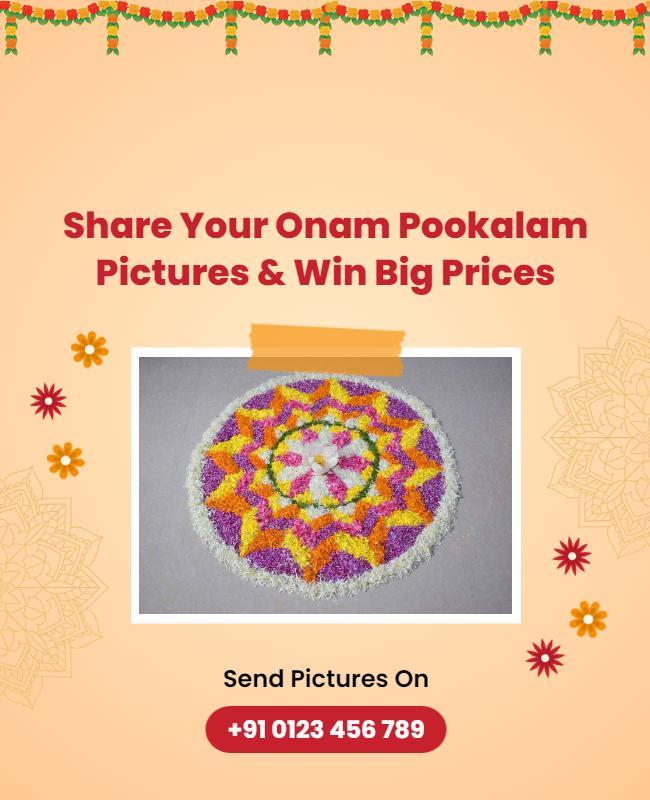 Festive Floral Onam Pookalam Contest Poster Template