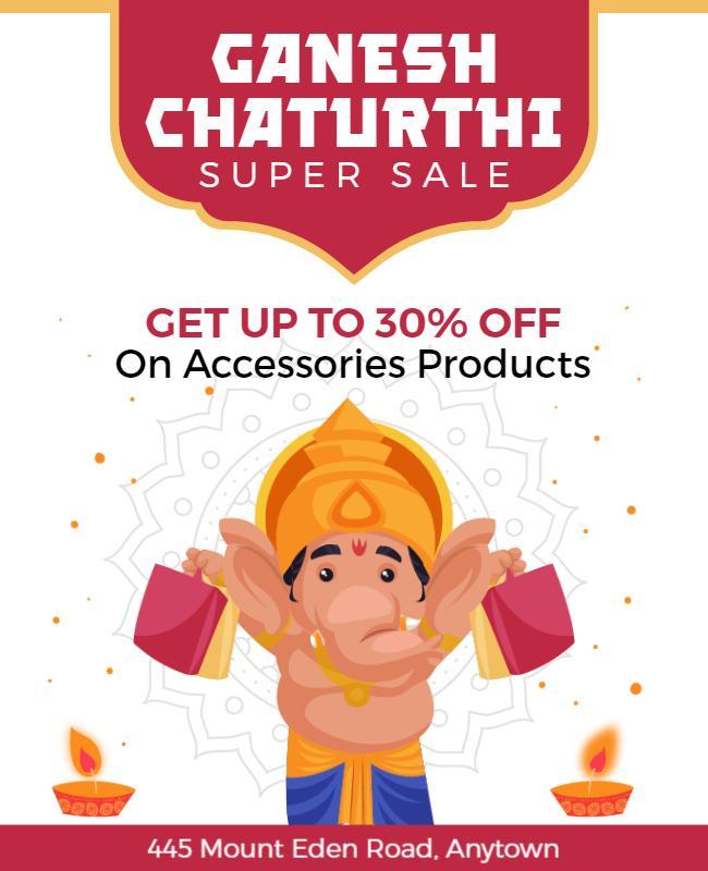 Festive Ganesh Chaturthi Super Sale Poster Template