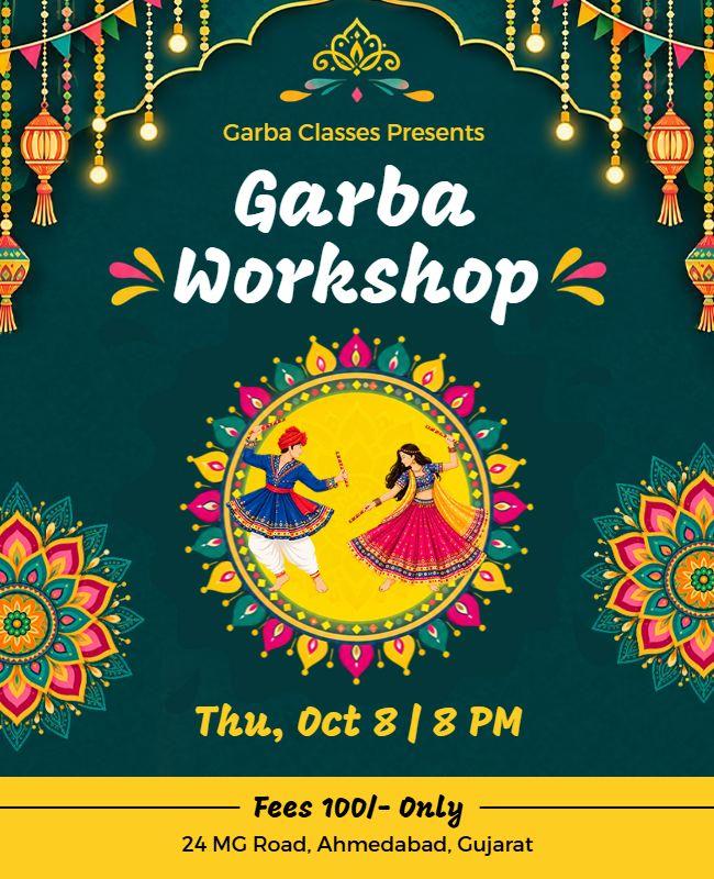 Festive Garba Workshop Celebration Poster Template