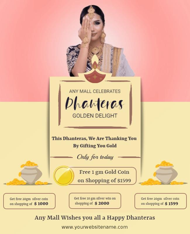 Festive Gold Dhanteras Shopping Celebration Flyer Template
