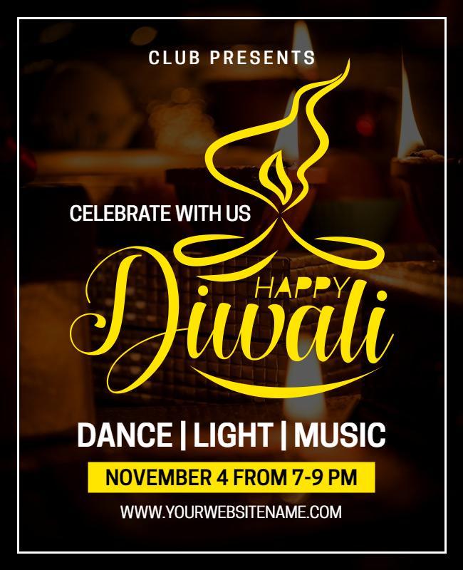 Festive Gold Diwali Celebration Dance and Music Poster Template
