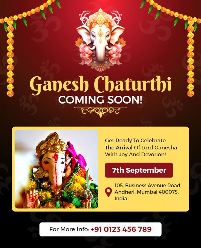 Festive Gold Ganesh Chaturthi Celebration Poster Template