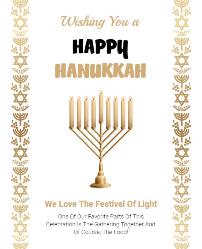 Festive Gold Happy Hanukkah Celebration Poster Template