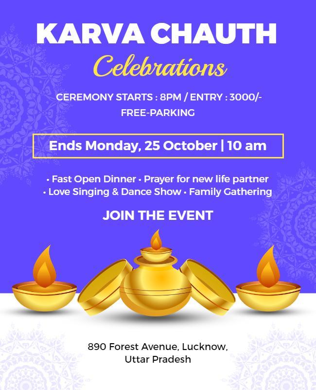 Festive Gold Karva Chauth Celebration Event Poster Template