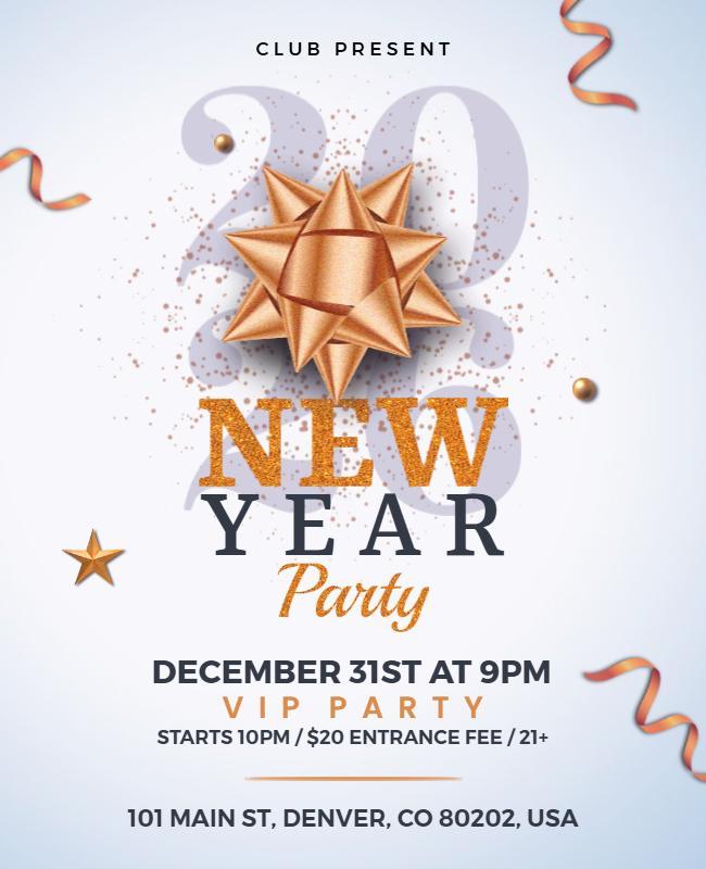 Festive Gold New Year Countdown Celebration Flyer Template