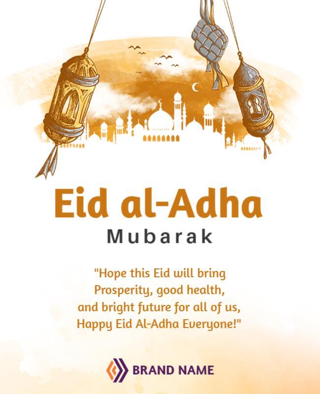 Festive Golden Eid al-Adha Celebration Greeting Flyer Template