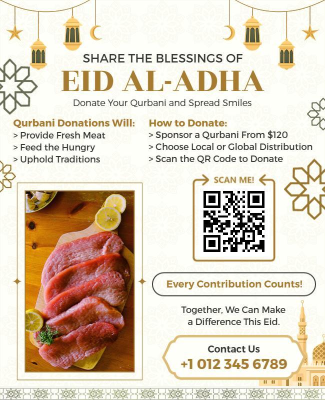 Festive Golden Eid Al-Adha Donation Campaign Poster Template