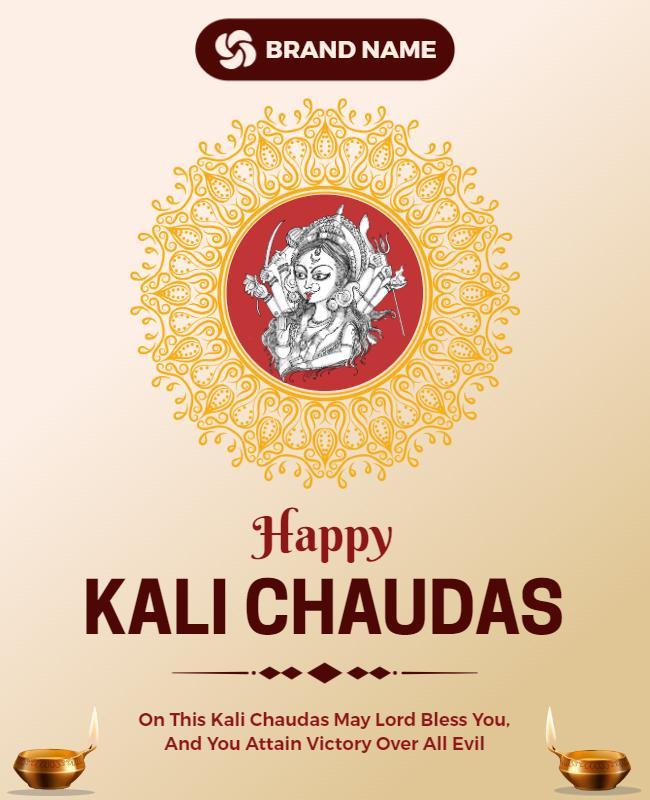 Festive Golden Kali Chaudas Celebration Poster Template