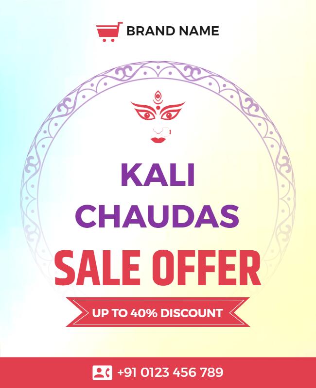Festive Gradient Kali Chaudas Sale Offer Poster Template
