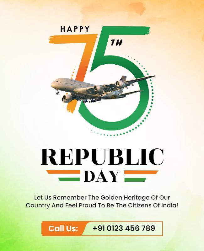 Festive Green and Orange Republic Day Celebration Poster Template