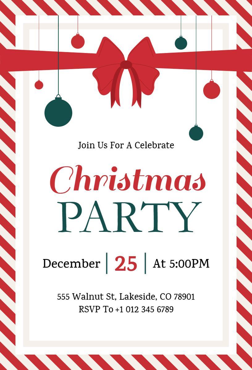 Festive Green and Red Christmas Party Invitation Template