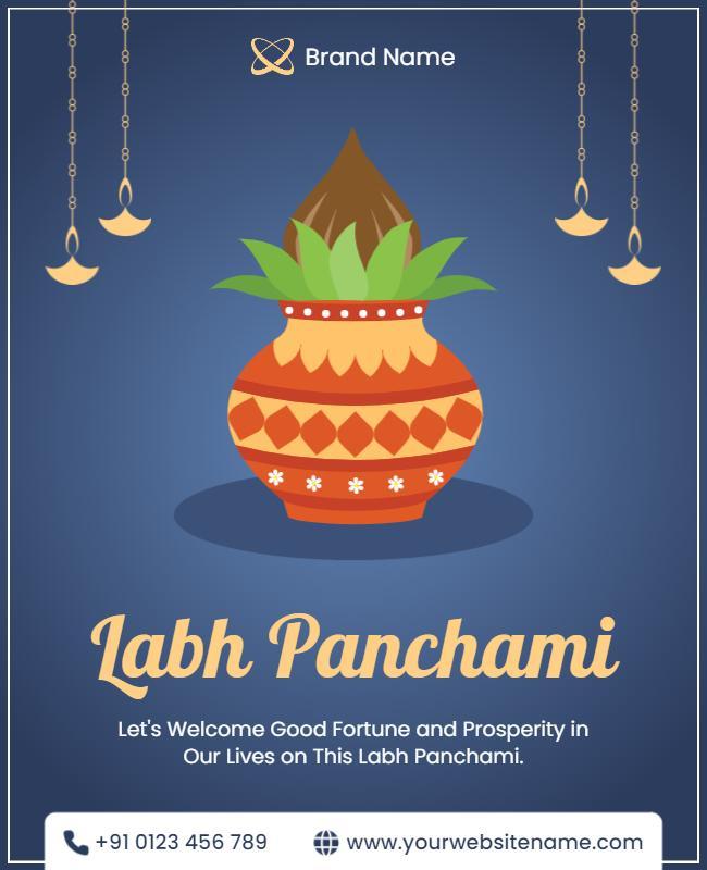 Festive Green and Terracotta Labh Panchami Celebration Poster Template