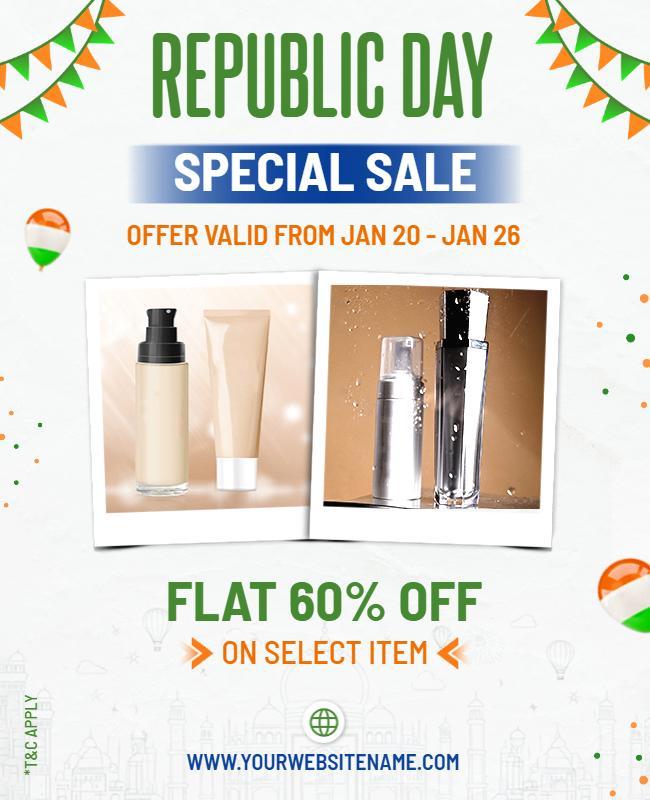 Festive Green and White Republic Day Special Sale Poster Template