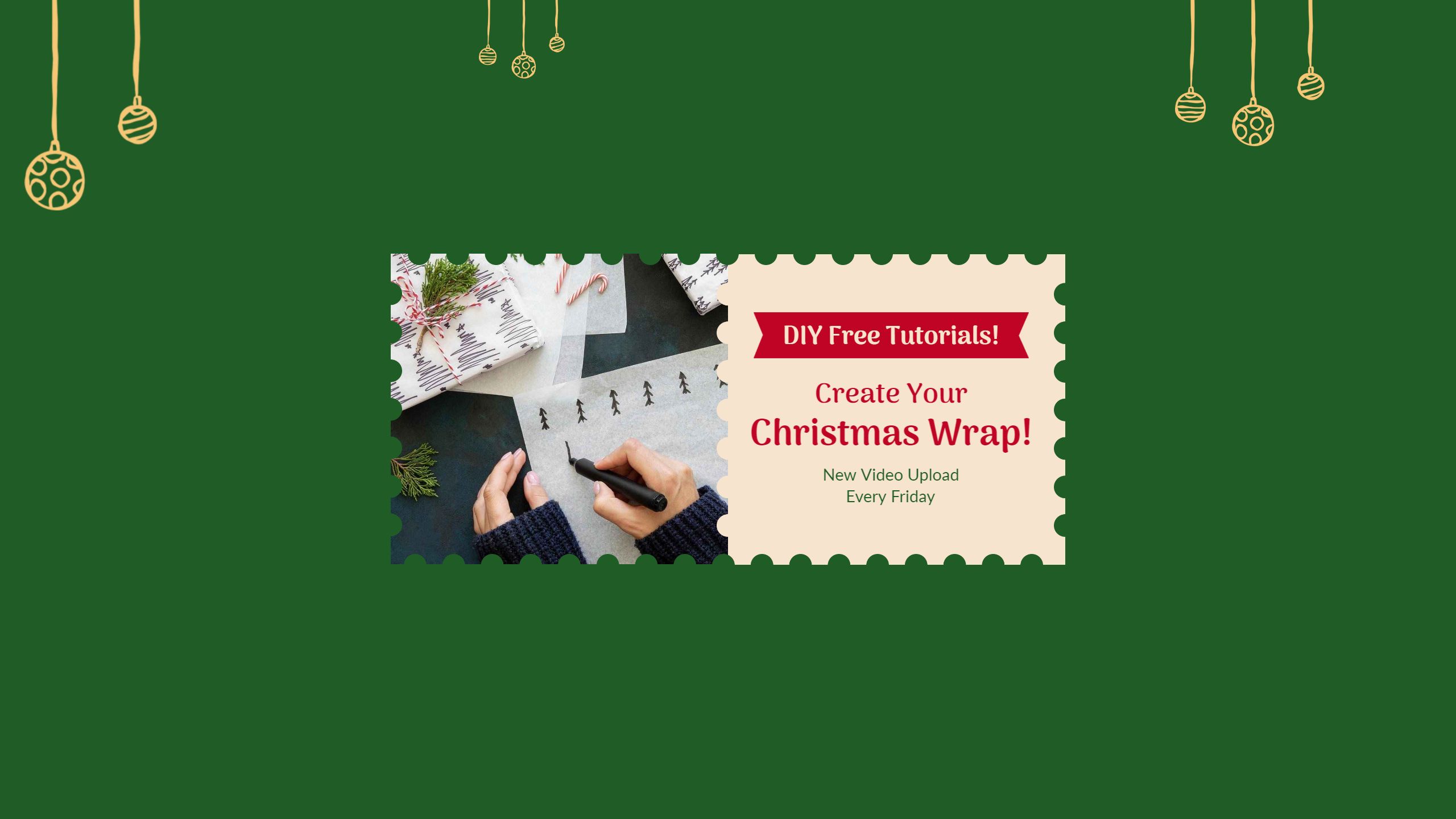 Festive Green Background for DIY Christmas Wrap YouTube Banner Template