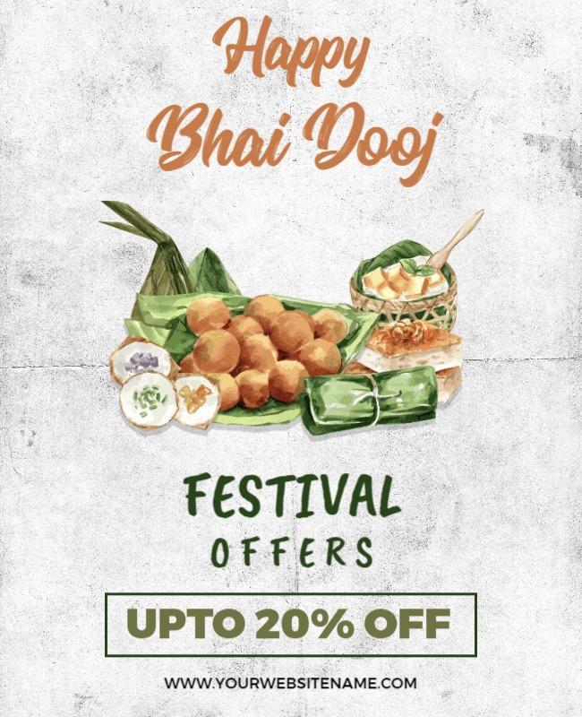 Festive Green Bhai Dooj Celebration Offers Flyer Template